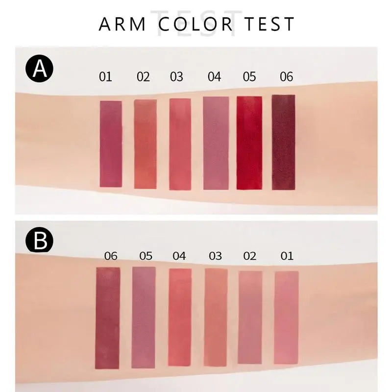 💋💄【6-Color Long-Lasting Matte Lip Gloss Set】Shine all day long, your captivating look won't fade!