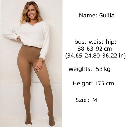 🌟【Warm and comfortable, keeping you cozy with every step】— Skin-friendly fleece-lined tights, a gentle way to say no to the cold wind.