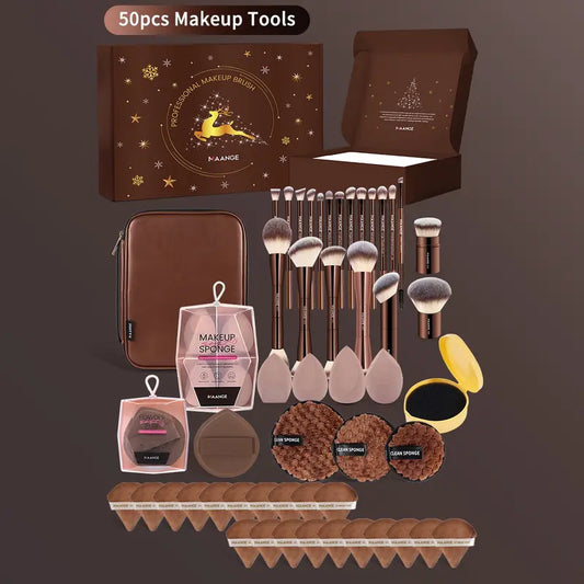 Created for your perfect makeup look! 🌟 [50-Piece Multi-functional Soft Makeup Brush Set] Unlock every exquisite detail with one box! ✨