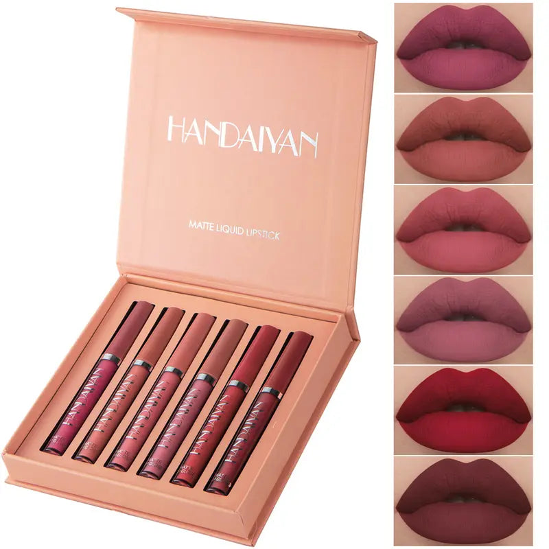 💋💄【6-Color Long-Lasting Matte Lip Gloss Set】Shine all day long, your captivating look won't fade!