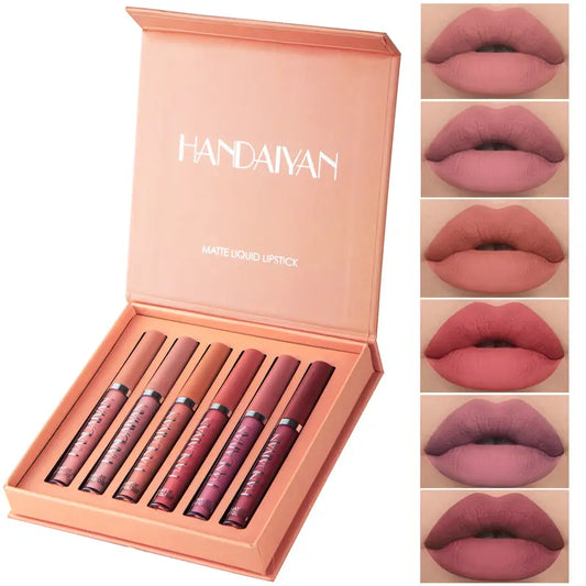 💋💄【6-Color Long-Lasting Matte Lip Gloss Set】Shine all day long, your captivating look won't fade!