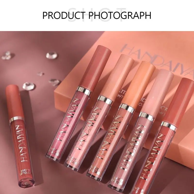 💋💄【6-Color Long-Lasting Matte Lip Gloss Set】Shine all day long, your captivating look won't fade!