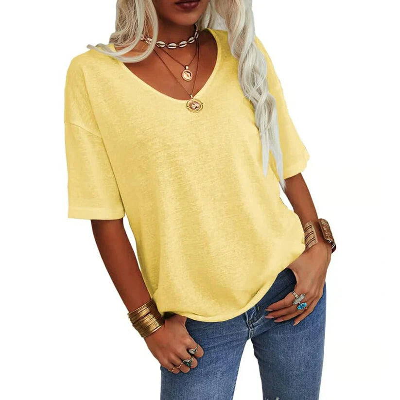 🔥🔥🔥Women's Solid Color V-Neck T-shirt