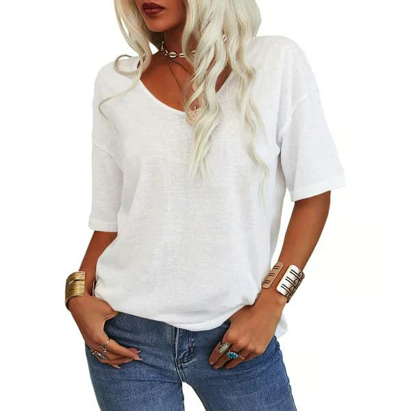 🔥🔥🔥Women's Solid Color V-Neck T-shirt