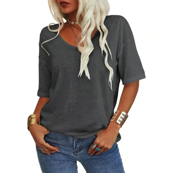 🔥🔥🔥Women's Solid Color V-Neck T-shirt