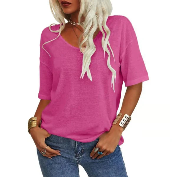 🔥🔥🔥Women's Solid Color V-Neck T-shirt