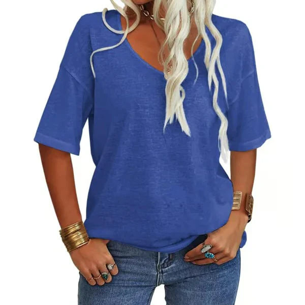 🔥🔥🔥Women's Solid Color V-Neck T-shirt