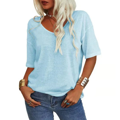 🔥🔥🔥Women's Solid Color V-Neck T-shirt